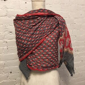 Petrusse cotton wrap scarf red block print France
